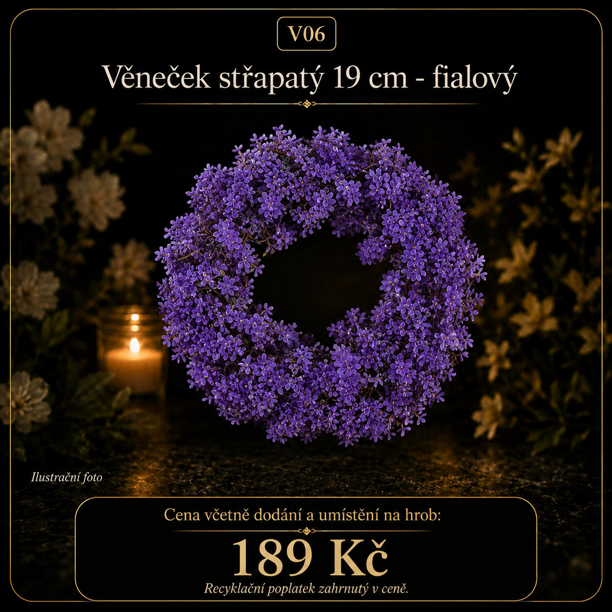 věneček střapatý 19 cm - fialový